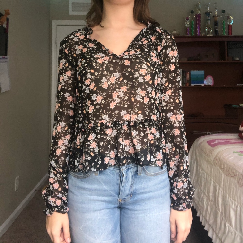 floral mesh top